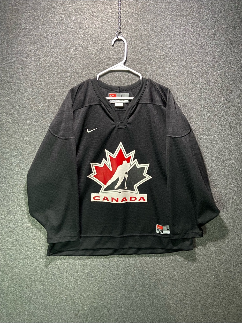 Vintage Nike Team Canada Hockey Jersey Mens Large Black Made in Canada